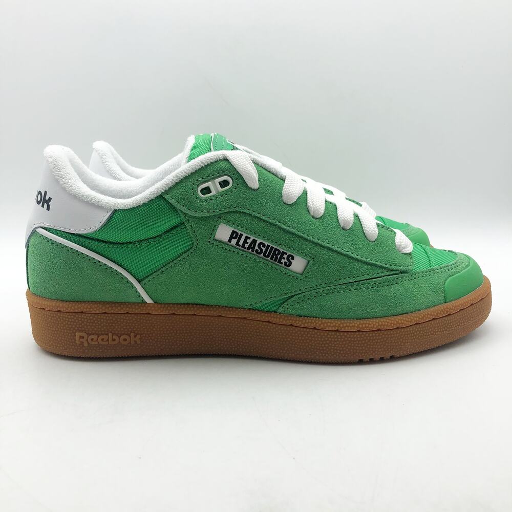 Reebok x Pleasures Club C Bulc Sneakers Mens 12 Green White Suede Casual NIB - Picture 3 of 11